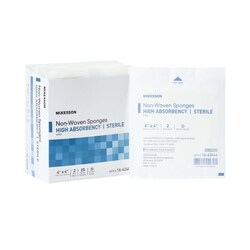 Med Vet International McKesson Sterile Nonwoven Sponge, 4-Ply, 4 x 4 Inch, 16-42444, 25/Box