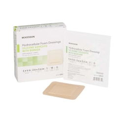 Med Vet International&nbsp;McKesson Silicone Adhesive with Border Silicone Foam Dressing, 4 x 4 Inch, 4843, Each
