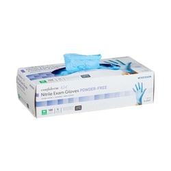 Med Vet International McKesson Confiderm 4.5C Nitrile Exam Glove, Medium, Blue, NonSterile, 14-656C, 100/Box
