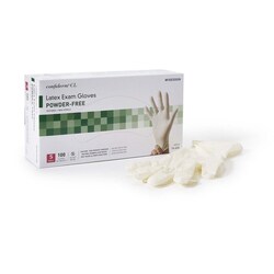 Med Vet International McKesson Confiderm Latex Exam Glove, Small, Ivory, NonSterile, 14-424, 100/Box
