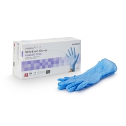 Med Vet International&nbsp;McKesson Confiderm 6.5CX Extended Cuff Nitrile Extended Cuff Length Exam Glove, Small, Blue, NonSterile, 14-674C, 100/Box