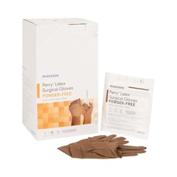 Med Vet International McKesson Perry Latex Surgical Glove, Size 5.5, Brown, 20-1355N, 50 Pairs