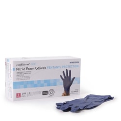 Med Vet International McKesson Confiderm LDC Nitrile Exam Glove, Small, Blue, 14-6N42C, 2500/Case