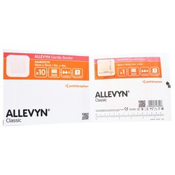 Med Vet International&nbsp;Allevyn Gentle Border Silicone Gel Adhesive with Border Silicone Foam Dressing, 4 x 4 Inch, Sterile, 66800270, Each