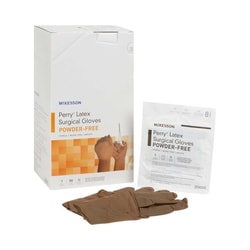 Med Vet International McKesson Perry Latex Surgical Glove, Size 8.5, Brown, 20-1385N, 50 Pairs