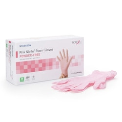 Med Vet International McKesson Pink Nitrile Exam Glove, Medium, Pink, 14-6NPNK4, 2500/Case