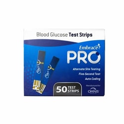 Med Vet International&nbsp;Blood Glucose Test Strips Embrace 50 Strips per Pack, ALL02AM0202, 50/Box