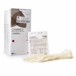 Med Vet International&nbsp;Surgical Glove GAMMEX Non-Latex Sensitive Size 7.5 Sterile Polychloroprene Standard Cuff Length Micro-Textured Cream Chemo Tested, 20277275, 50/Box