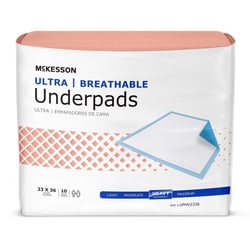 Med Vet International McKesson Ultra Breathable Heavy Absorbency Low Air Loss Disposable Underpad, 23 x 36 Inch, UPHV2336, 10/Bag
