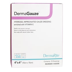 Med Vet International DermaGauze Impregnated Dressing, 4 x 4 Inch, Sterile, 00250E, 15/Box