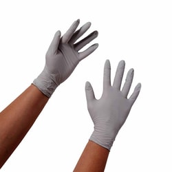 Med Vet International Exam Glove STERLING Medium NonSterile Nitrile Standard Cuff Length Textured Fingertips Gray Chemo Tested, 50707, 2000/Case