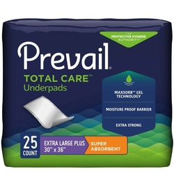 Med Vet International Prevail Total Care™ Super Absorbent Polymer Disposable Underpad, 30 x 36in, UP-425, 100/Case