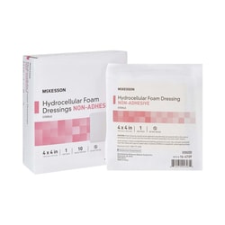 Med Vet International McKesson Nonadhesive without Border Foam Dressing, 4 x 4 Inch, 16-4739, 10/Box