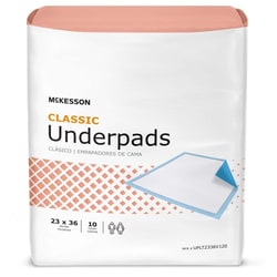 Med Vet International McKesson Classic Lite Disposable Underpad, 23 x 36 Inch, UPLT2336V120, 10/Bag