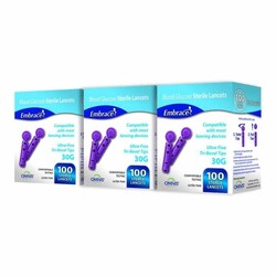 Med Vet International Lancet for Lancing Device Embrace 30 Gauge Non-Safety Twist Off Cap Finger, SHN02GM0123, 100/Box, 50 Boxes