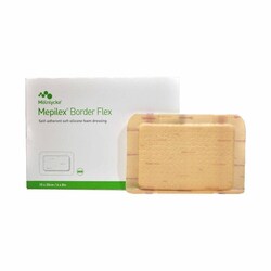 Med Vet International Mepilex Border Flex Foam Dressing, 6 X 8 Inch, W/Border Film Backing, Silicone Adhesive, Rectangle Sterile, 595600, 50/Case