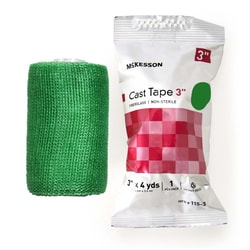 Med Vet International&nbsp;McKesson Cast Tape, Green, 3 Inch x 4 Yard, 115-3G, 10/Box
