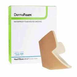 Med Vet International Foam Dressing DermaFoam 6 X 7 Inch Without Border Waterproof Backing Nonadhesive Elbow / Heel Sterile, 00293E, Each