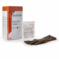 Med Vet International&nbsp;Surgical Glove ENCORE Latex Micro Size 7.5 Sterile Latex Standard Cuff Length Micro-Textured Brown Chemo Tested, 5787004, Pair