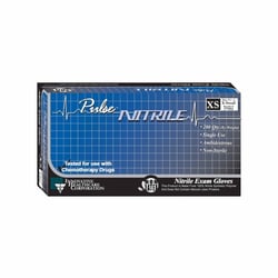 Med Vet International Exam Glove Pulse Nitrile Small NonSterile Nitrile Standard Cuff Length Textured Fingertips Aqua Blue Chemo Tested, 177102, 2000/Case
