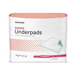 Med Vet International McKesson Super Moderate Absorbency Disposable Underpad, 23 x 36 Inch, UPMD2336, 10/Bag