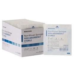 Med Vet International&nbsp;McKesson Sterile Nonwoven Sponge, 4-Ply, 2 x 2 Inch, 16-42224, 3000/Case