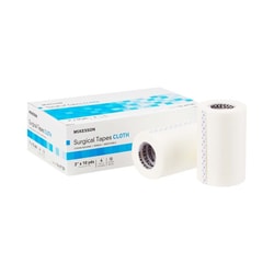 Med Vet International McKesson Silk-Like Cloth Medical Tape, 3 Inch x 10 Yard, White, 16-47130, 4/Case