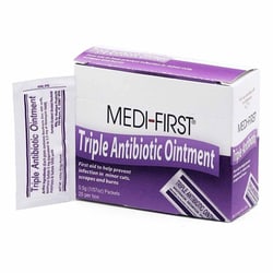 Med Vet International&nbsp;First Aid Antibiotic Medi-First Ointment 0.5 Gram Individual Packet, 22373, 25/Box