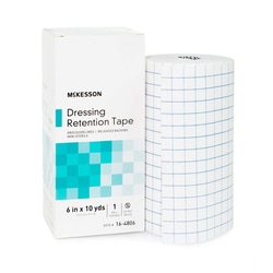 Med Vet International McKesson Nonwoven Fabric / Printed Release Paper Dressing Retention Tape, 6 Inch x 10 Yard, White, 16-4806, 12/Case