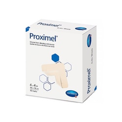 Med Vet International Foam Dressing Proximel 4 X 4 Inch With Border Without Film Backing Silicone Adhesive Square Sterile, 14200000, 10/Box