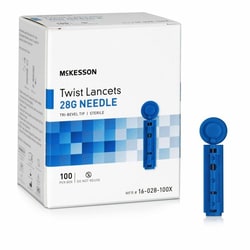 Med Vet International Lancet for Lancing Device McKesson 28 Gauge Non-Safety Twist Off Cap Finger, 16-028-100X, 100/Box, 50 Boxes