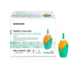 Med Vet International Safety Lancet McKesson 21 Gauge Retractable Pressure Activated Finger, 16-PASL21GX, 100/Box, 20 Boxes