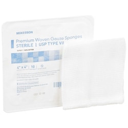 Med Vet International&nbsp;McKesson Sterile USP Type VII Gauze Sponge, 12-Ply, 4 x 4 Inch, 16-42441, 10/Tray