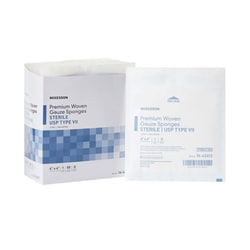 Med Vet International McKesson Sterile USP Type VII Gauze Sponge, 12-Ply, 4 x 4 Inch, 16-42412, 1200/Case