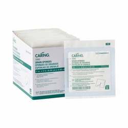 Med Vet International&nbsp;Caring Drain Sponge, 2 X 2 Inch, Sterile, 6-Ply, PRM256001, 700/Case