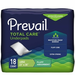Med Vet International Disposable Underpad Prevail 23 X 36 Inch Fluff Light Absorbency, PV-418, 18/Bag