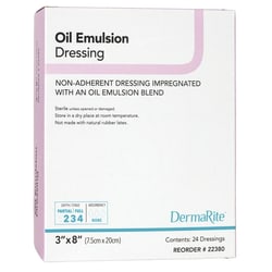 Med Vet International&nbsp;DermaRite Oil Emulsion Impregnated Dressing, 3 x 8 Inch, Sterile, 22380, Each