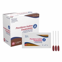 Med Vet International Impregnated Swabstick 10% Strength Povidone-Iodine Individual Packet NonSterile, 1202, 250/Case
