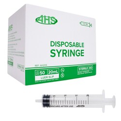 Med Vet International AHS Syringe, 20mL, Luer Slip, 500/Case, AH20S, Quantity: