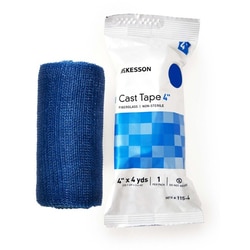 Med Vet International&nbsp;McKesson Blue Cast Tape, 4 Inch x 4 Yard, 115-4B, 10/Box