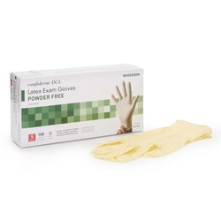 Med Vet International McKesson Confiderm Latex Exam Glove, Small, Ivory, 14-314, 100/Box