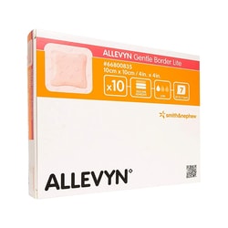 Med Vet International&nbsp;Allevyn&trade; Gentle Border Lite Silicone Gel Adhesive with Border Thin Silicone Foam Dressing, 4 x 4 Inch, Sterile, 66800835, 60/Case