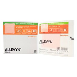 Med Vet International&nbsp;Allevyn Classic Nonadhesive without Border Foam Dressing, 4 x 4 Inch, Sterile, 66007637, 10/Box