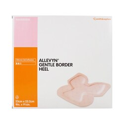 Med Vet International&nbsp;Allevyn Gentle Border Heel Silicone Gel Adhesive with Border Silicone Foam Dressing, 9 x 9-1/8 Inch, Sterile, 66800506, 5/Box