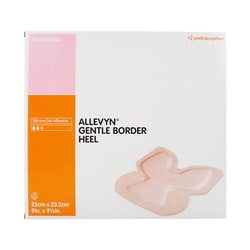 Med Vet International&nbsp;Allevyn Gentle Border Heel Silicone Gel Adhesive with Border Silicone Foam Dressing, 9 x 9-1/8 Inch, Sterile, 66800506, Each