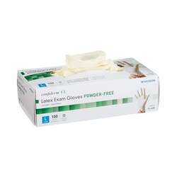 Med Vet International McKesson Confiderm Latex Exam Glove, Large, Ivory, NonSterile, 14-428, 1000/Case