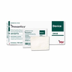 Med Vet International Device Swab Prevantics 3.15% / 70% Strength CHG (Chlorhexidine Gluconate) / Isopropyl Alcohol Individual Packet NonSterile, 1ML, B19600, 100/Box