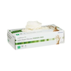 Med Vet International&nbsp;McKesson Confiderm Latex Exam Glove, Medium, Ivory, NonSterile, 14-1382, 100/Box