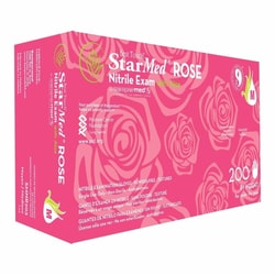 Med Vet International&nbsp;Exam Glove StarMed Rose Medium NonSterile Nitrile Standard Cuff Length Textured Fingertips Pink Not Rated, SMNR203, 2000/Case