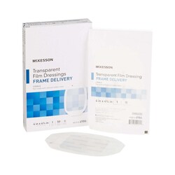 Med Vet International McKesson Octagonal Sterile Dressing with Frame-Style Delivery, 4 x 4-3/4 Inch, Transparent, 4986, 50/Box